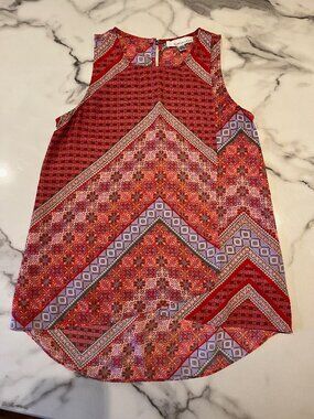Fourteenth Place Sleeveless Mixed Print Blouse Medium